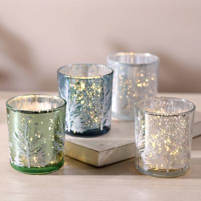 China Home Decoration Plated Glass Candle Jar For Wedding for sale