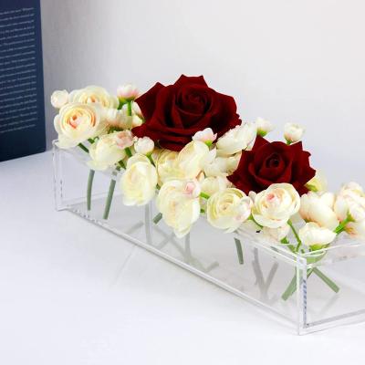 China Rectangular Art Deco Flower Vase Acrylic Floral Centerpiece for Dining Table for sale