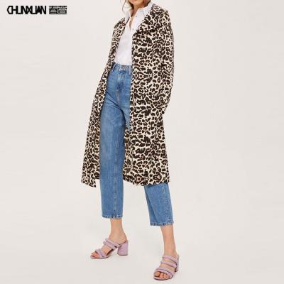 China Anti-wrinkle 2020 trend news design leopard print trench coat winter jacket blazer long fashion ladies for sale