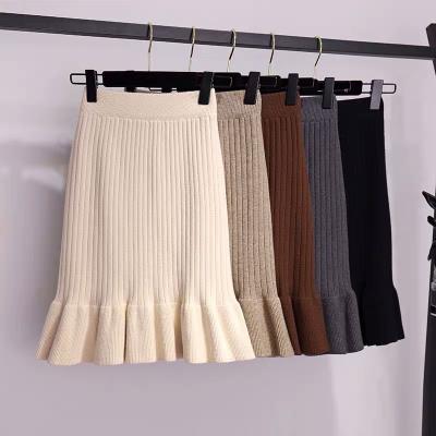 China High Quality Anti-Static Women Mini Knit Bodycon Elastic Hip Wrap High Waist Fishtail Skirt for sale