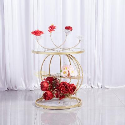 China Hot Selling Glass Metal Wedding Decroation Banquet Party Event Decoration Cake Table Set for sale