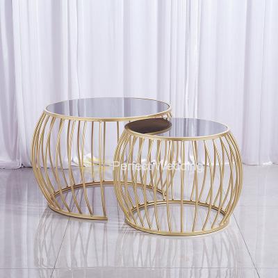 China Wedding Decroation Luxury Gold Iron Metal Dessert Glass Mirrored Top Decorations Cake Stand Tables For Displaying Cakes for sale