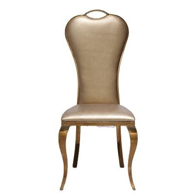 China Modern Modern Hotel Restaurant Gold Seat PU Throne Dining Chairs Stainless Steel For Events Weddings Party Wholesale for sale