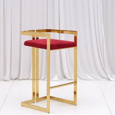 China Hot Sale Modern Bar Stools Chair For Cafe Bar Kitchen Customized Modern Metal Gold Legs PU Leather Bar Chair for sale