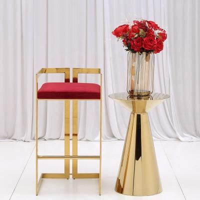 China Beautiful And Comfortable Fabric Cushion Modern European Style Stainless Steel Bar Gold Chair for sale