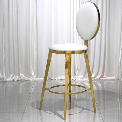 China Modern Chinese Rose Gold Stainless Steel Equipped Factory High Leg Chair Gold Silver Soft Cushion Bar Chair for sale