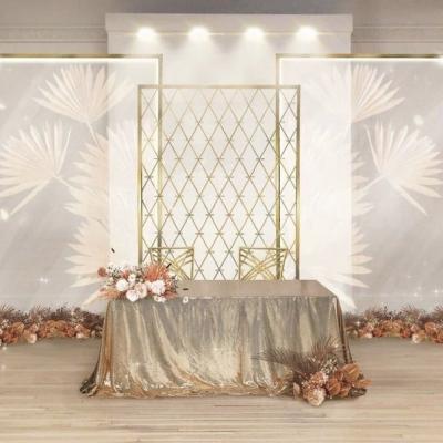 China Wedding Party Event Decoration Wall Panel Backdrop Stainless Steel Artificial Silk Flower For Wedding Events Card Elegant Wedding Party Event Decoration for sale