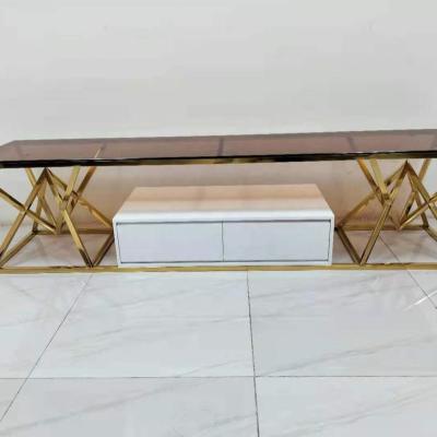 China (Other) Adjustable Multicolor Optional Customized TV Stands Stainless Steel Frame Furniture Elegant Design for sale