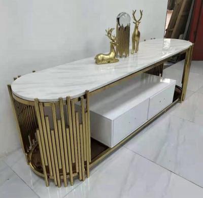 China Hotel Lobby Restaurant Decoration High Quality TV Stand Frame Convertible Stainless Steel Gold Silver Customized for sale