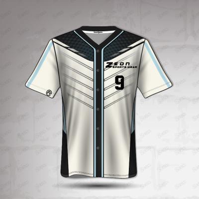 China Latest New Design Antibacterial Custom Design Black White Full Buttons Up Adult Kids Baseball Jersey Uniform for sale