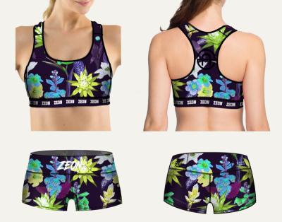 China New flower design antibacterial yoga sets fitness women private label women yoga bra and pants sexy yoga wear sets for sale