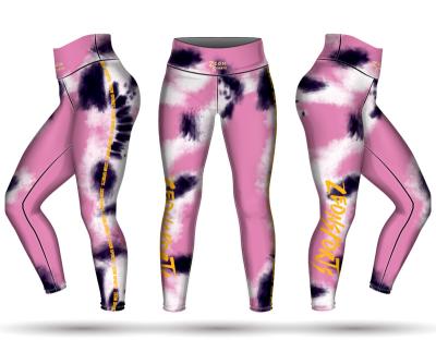 China Popular Antibacterial Link Dye Designs Ladies Yoga Gaiters Sublimation Sports Leggings Heavy Compression Gym Material Gaiters for sale