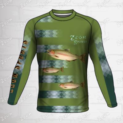 China Latest Ruthless Trout Anti Bacterial Design Tournaments Coastal Khaki Green Anti Bacterial UV Long Sleeve Fishing Shirt for sale