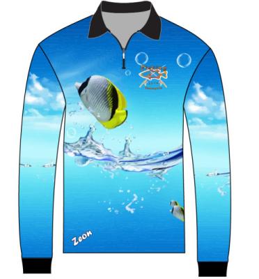 China Sublimation Printing Antibacterial Polyester / Custom UV Zipper Protection 1/4 Spandex Fishing Shirts High Quality Fishing Tank Top for sale