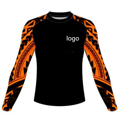 China Custom Polynesian Patterns Antibacterial Designs Sublimation Printing Women Compression Shirts Rash Guard for sale