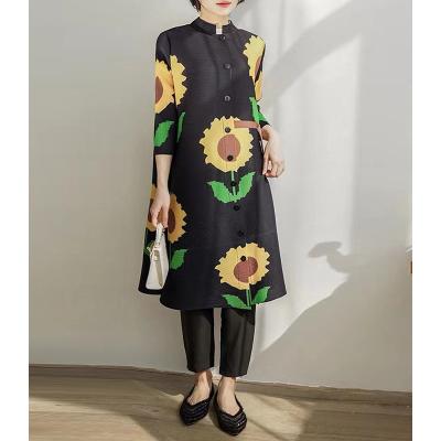 China New viable explosive printed comic collar cardigan increase small pleat women's 2023 new fashion Miyake pleated skirt for sale