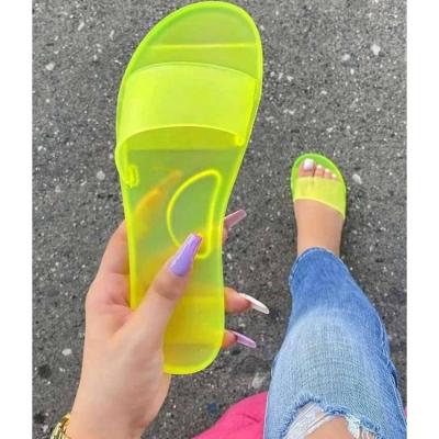 China Hot Selling Crystal Jelly Slide Women's Crystal Slippers Women's Hot Sale Tiktok Rainbow Tiktok Sandals Europe Size Jelly Slip-on Vacation Flat Slide for sale