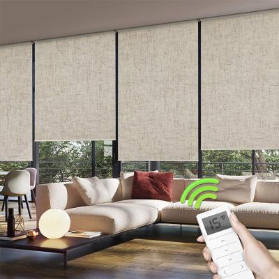 China Modern Easy To Install UV Protection Fabric Customized Window Shades Blockout Motorized Roller Blinds With Remote for sale