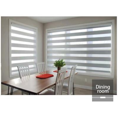 China Modern High Quality Custom Color Sunscreen Day Night Motor Motorized Window Zebra Blinds for sale