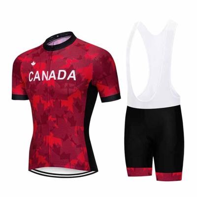 China Antibacterial Women's Short Sleeve Canada Jersey Set Cycling Gel Pad Breathable Clothing Summer MTB Cycling Bike for sale