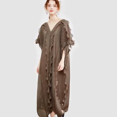 China Lotus Edge Irregular Skirt Bat Sleeve Anti-Static Loose Dress Woman for sale