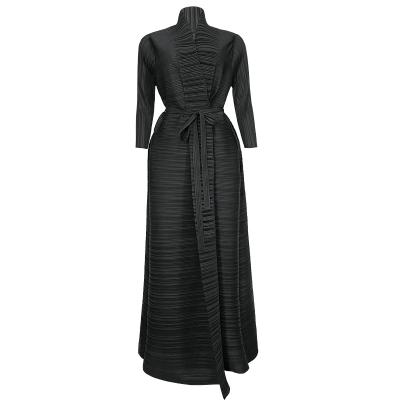 China Anti-wrinkle Latest Design Miyake Pleated Saudi Arabian Top Floor Length Long Dresses OEM Elegant Casual Coat for sale