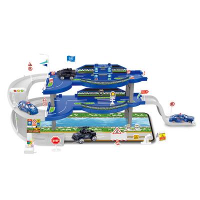 China Eco Friendly Kids Police Game Set 3 Layers Mini Alloy Parking Lot Car Toy 59996 for sale