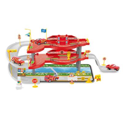 China kids play set 3 floors fire rescue garage toys with 1pc die cast car 59997 for sale