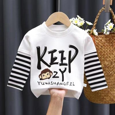 China New Breathable Spring and Autumn Children's Tops Solid Color Printed Tops Boys Girls Custom Printed Kids Teens Tops for sale