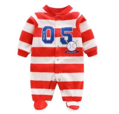 China New breathable newborn spring and fall fleece jumpsuit with foot cover. baby overalls for sale