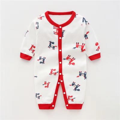 China Wholesale Printed Cotton Cute Baby Overalls Autumn Pajamas Newborn Long Sleeve Overalls Breathable for sale