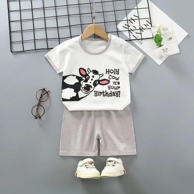 China Cartoon Breathable Short Sleeve Short Sleeve Cotton Boys Children's Two-piece Suit for sale