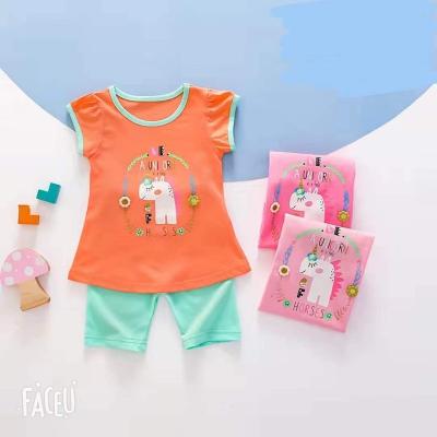 China Wholesale Cotton Printed Girls Two Piece Set Girls Breathable SuitFactory for sale