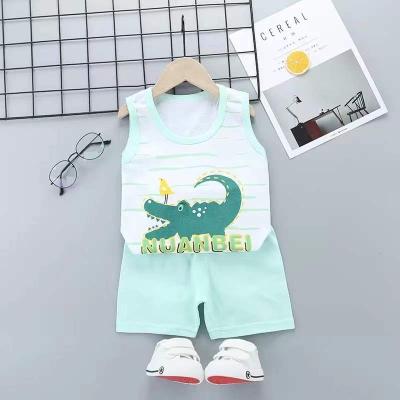 China Factory direct sale cartoon vest suit boy two-piece outfit children's breathable cotton short-sleeved shorts for sale