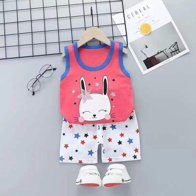 China Factory direct sale cartoon vest suit boy two-piece outfit children's breathable cotton short-sleeved shorts for sale