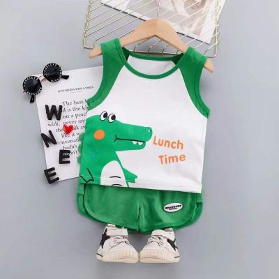 China Factory direct sale cartoon vest suit boy two-piece outfit children's breathable cotton short-sleeved shorts for sale