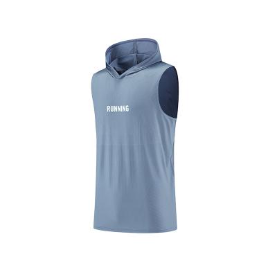 China New Viable Sport Summer Hooded Quick Dry Vest Men's Fitness Style Sleeveless Running Training T-Shirt For Men Wholesale OEM ODM for sale