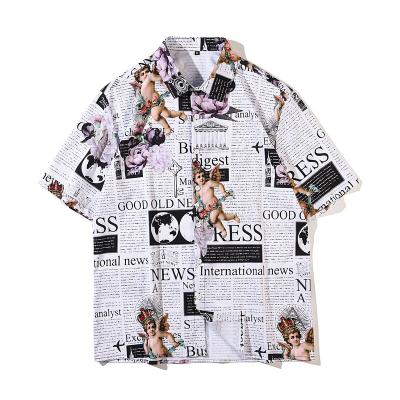 China 2022 new arrival anti-pilling Hawaiian men's vacation beach shirt printed anti-pilling short casual fruit dab sleeves shirt for sale