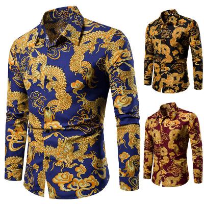 China Hot Selling Anti-pilling Anti-pilling Printing Full Sleeve Cotton Plus Size Fashionable Beach Wear Men's Casual Shirts for sale