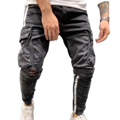 China SKYKINGDOM QUICK DRY custom denim mens jeans side loose design mens jeans cargo boot cut jeans for men for sale