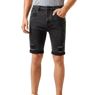 China SKYKINGDOM 2022 QUICK DRY gz longchan jeans shorts for summer for mens jeans ripped short custom jeans black regular for sale