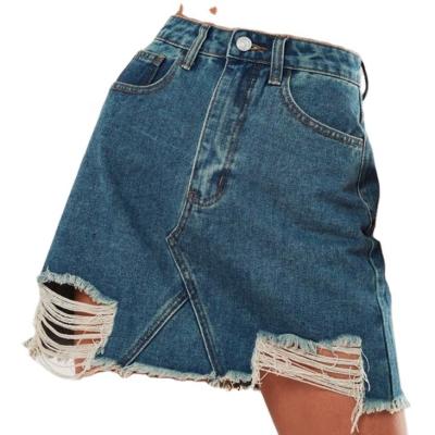 China SKYKINGDOM Midi denim skirts fashion longchan breathable summer patchwork jeans skirts womens distressed jeans skirts gz for sale