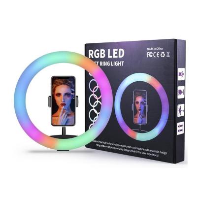 China RGB LED Ring Light Phone Holder Photography Fill Light Dimmable RGB Selfie Set LED Ring Light Remote For Photo Video DK-555 for sale