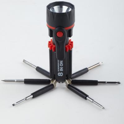 China Plastic QC-175 8 IN 1 High Quality Promotional Screwdriver Bit With High Bright Torch for sale