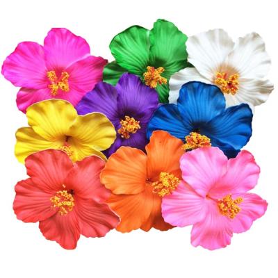 China Gifts for Luau Parties Foam Hibiscus Flower Hair Clip for Hawaiian Island Rainforest Theme Luau Party for sale