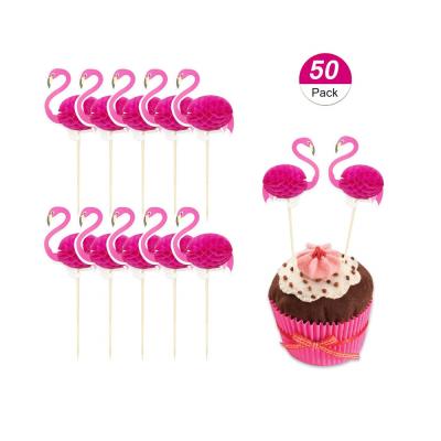 China Kids Birthday Party Cake Decoration Flamingo Brithday Cupcake Toppers For Summer Luau Party Baby Shower Decorating Supplies for sale