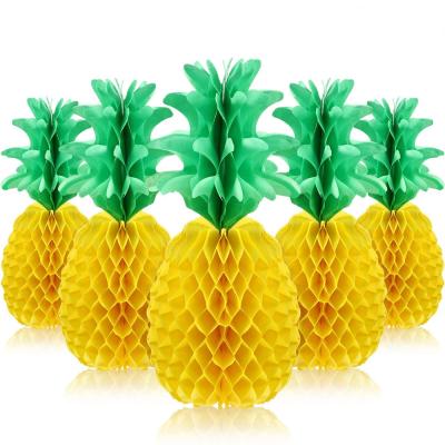 China Popular Hawaiian Paper Pineapple Honeycomb Centerpieces for Luau Party Decorations for sale