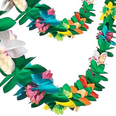 China Wholesale Luau Party Decorations Luau Party Hibiscus Garland Tissue Flower Banner Tropical Paper Flowers Luau Party Decorations for sale