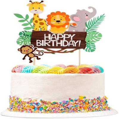 China Jungle Animals Lion Elephant Monkey Cake Toppers Kids Birthday Party Cake Decoration for Wild Forest Baby Shower Birthday Party Decorations for sale