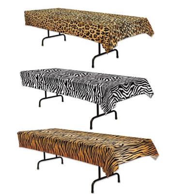 China Safari Tablecloth Leopard Tiger Zebra Print Giraffe Print Table Cover Sheet Tablecloth Leaf Tablecloth Party Tropical Animal Disposable Party Supplies For Jungle Party for sale